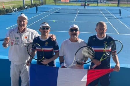 Dominique Barraux et les tennismen français lors des Jeux mondiaux des transplantés 2023